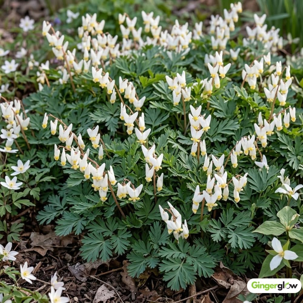10 Live Dutchman’s Breeches Bare Root Plant, Easy Care, Low Maintenance, Early Spring Blooming Perennial, Ideal for Shade Gardens & Woodland Landscapes