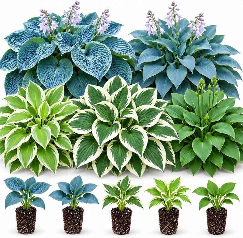 3 Mixed Hostas Live Plants Outdoor Perennial, 3 inch Pot Hosta Plant Live, Cold Hardy, Eye-Catching Leaves, Perfect for Shade Gardens and Patio Containers