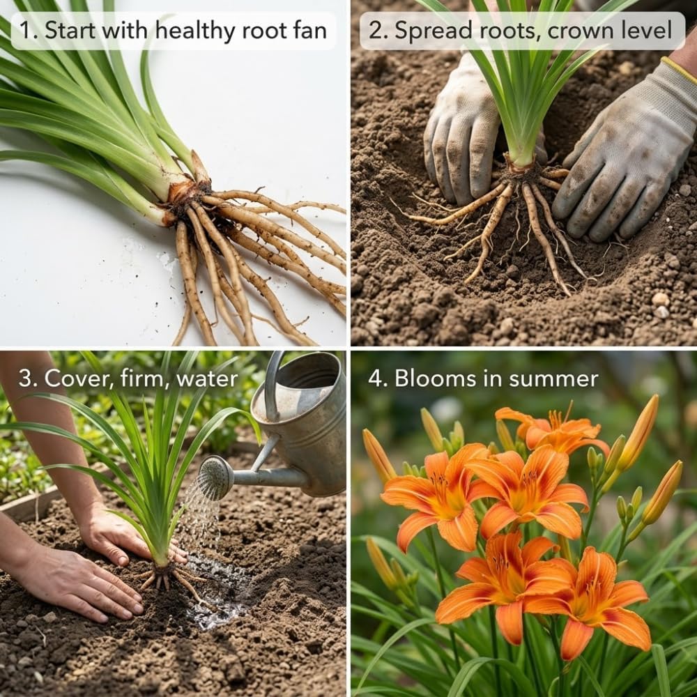 25 Wild Orange Daylily Root, Well-Rooted Tiger Daylily, Cold-Hardy Fragrant Perennial, Sturdy Ditch Lily for Sunny Backyard Landscapes