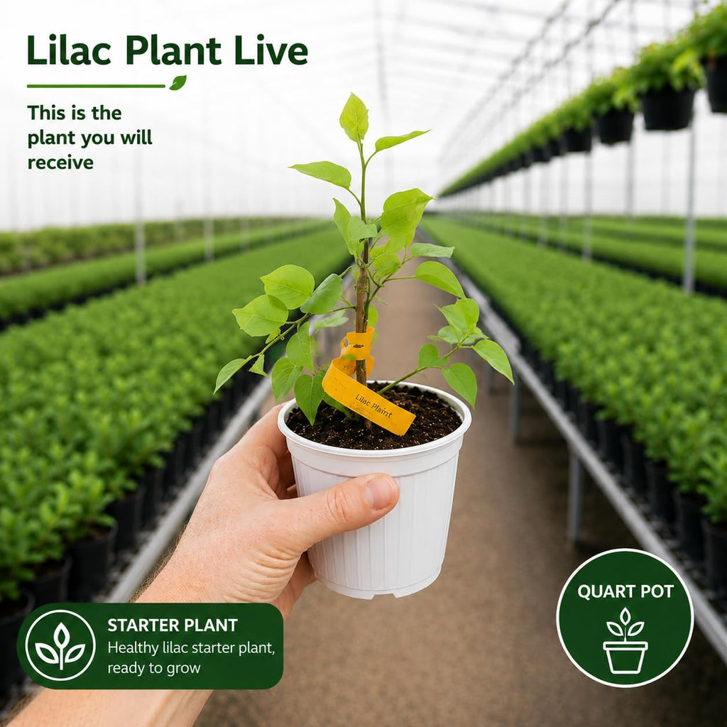 Purple Lilac Bush Tree, 1 Quart Pot Starter Plant, Cold Hardy, Low Maintenance, Fragrant Lilac Tree Ready to Plant for Outdoor Garden