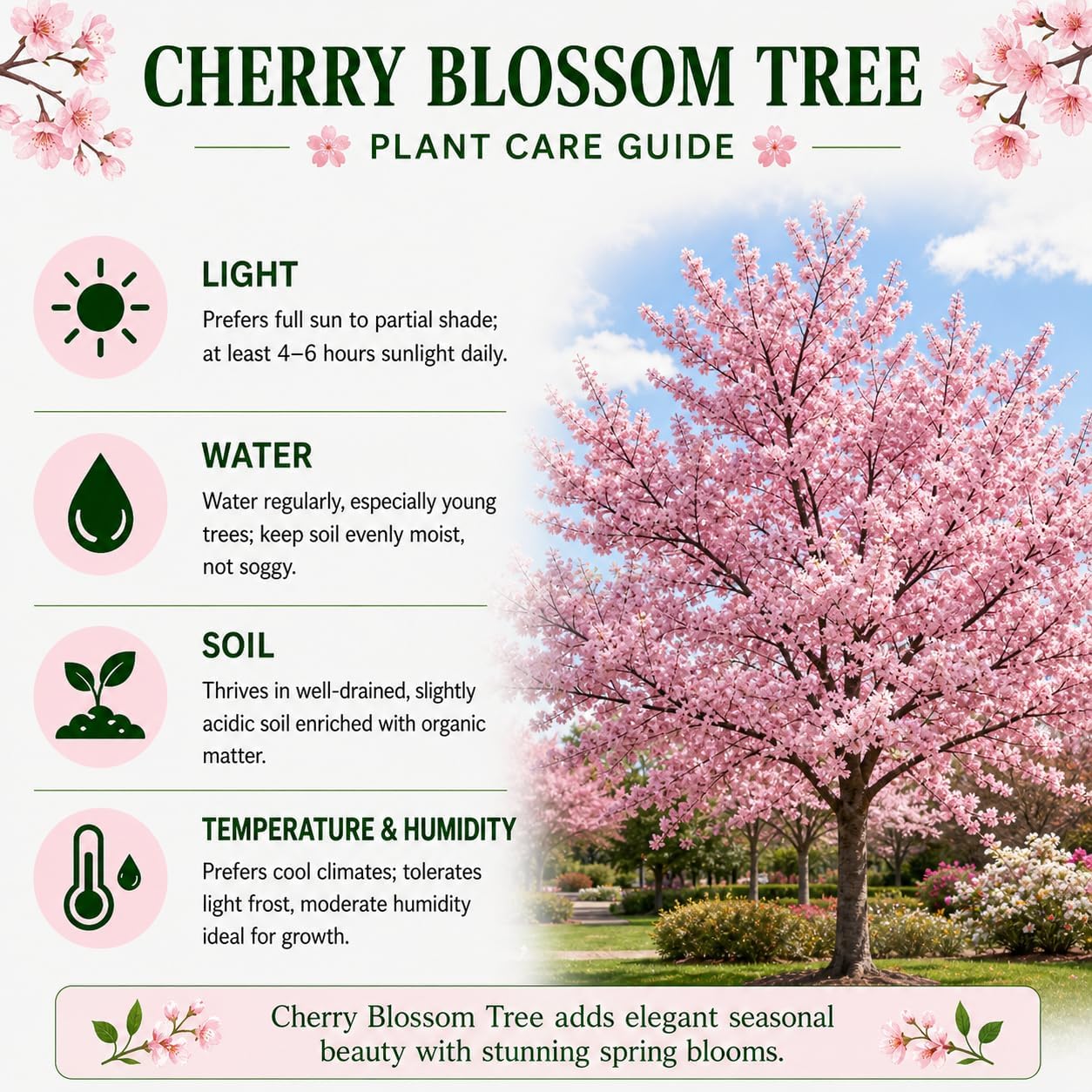 Kwanzan Cherry Tree Live Plant, 6-12 Inch Tall Starter Plant, Japanese Cherry Blossom Tree, Easy Care Flowering Tree for Planting Outdoors
