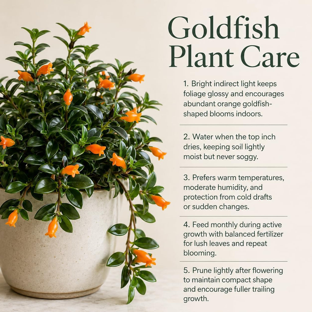 Goldfish Plant Live – 4-8" Tall in 4" Pot Live Golden Fish Plant Houseplant | Trailing Indoor Plant with Orange Blooms