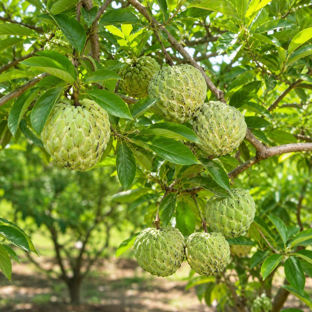Green Sugar Apple Tree Live Plant, 2-3 Ft Tall in 3 Gallon Pot, Low Maintenance Tropical Fruit Tree for Backyard Orchard (No Ship to CA, HI, AK)