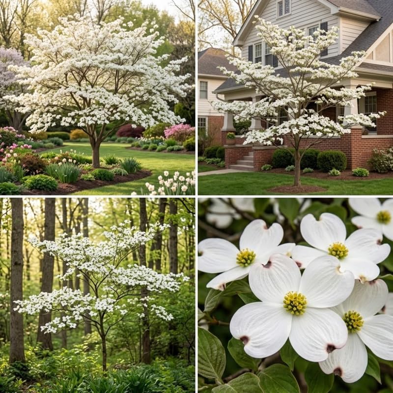 Kousa Japanese Dogwood Tree Live Plant, 12-18 Inch Tall in Quart Pot, White Flowering Ornamental Tree, Cold-Hardy Flowering Shrub for Sun or Shade