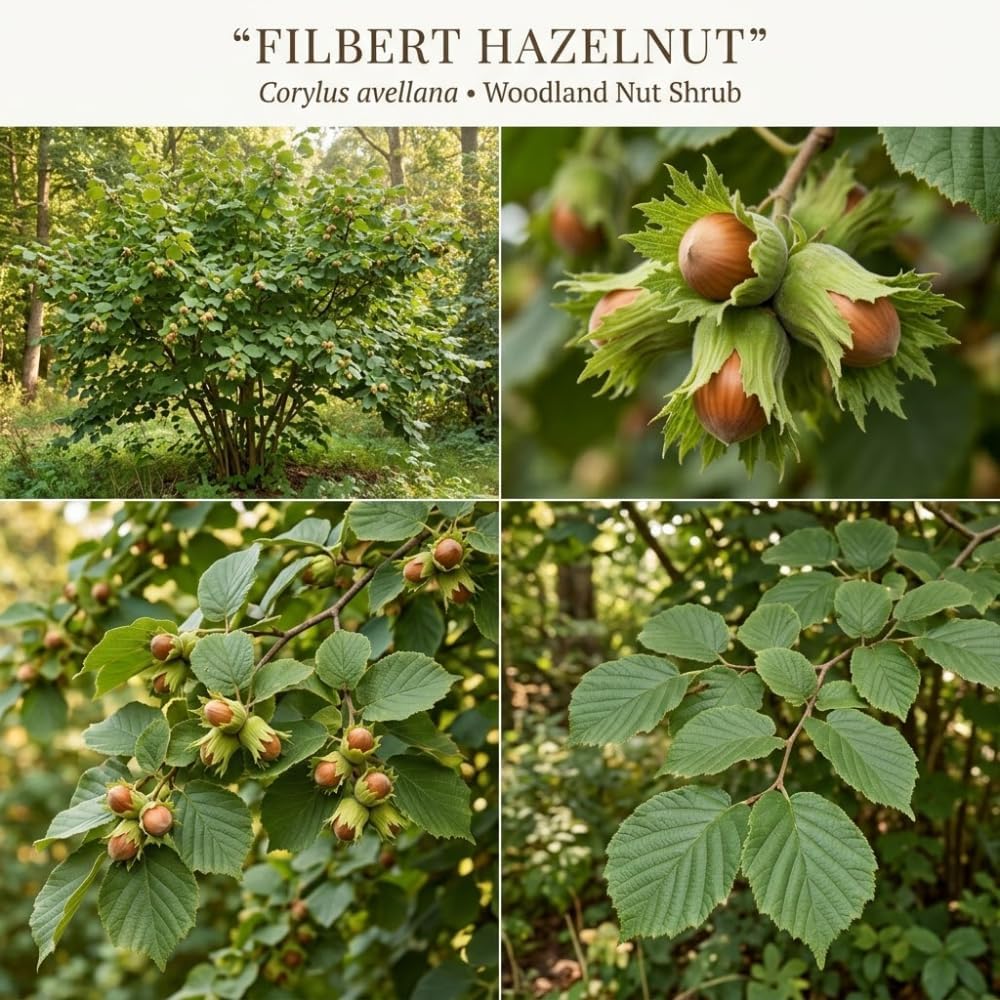 2 Hazelnut Tree Live Plant, 6-10" Tall, Low Maintenance Edible Shrub for Homeowners, Cold-Hardy Starter for Sweet Roasting Nuts & Pralines