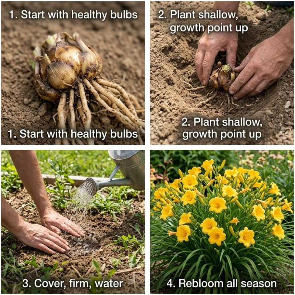 25 Stella de Oro Daylily Plants Live Bare Root Fans, Low Maintenance, Hardy Perennial Flowers, Ideal for Border Gardens, Beds & Outdoor Landscaping