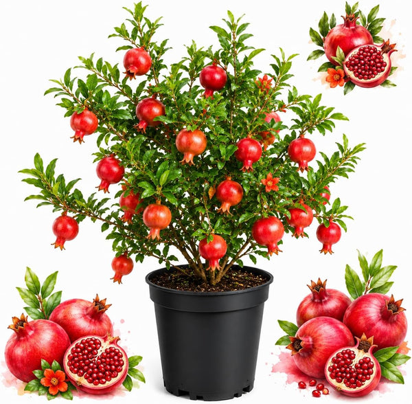 Pomegranate Tree in 3 Gallon Pot, 2-3 Ft Tall, Live Pomegranate Farfianka Plant, Cold Hardy Tree for Outdoor Growing (No Ship to CA,HI,AK)