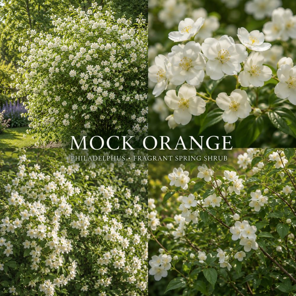 Mock Orange Shrub Live Plant, 4-6" Tall, Cold-Hardy Deciduous Bush for Home Landscapes, Sweet Citrus Scented White Spring Blooms & Low Maintenance Hedge
