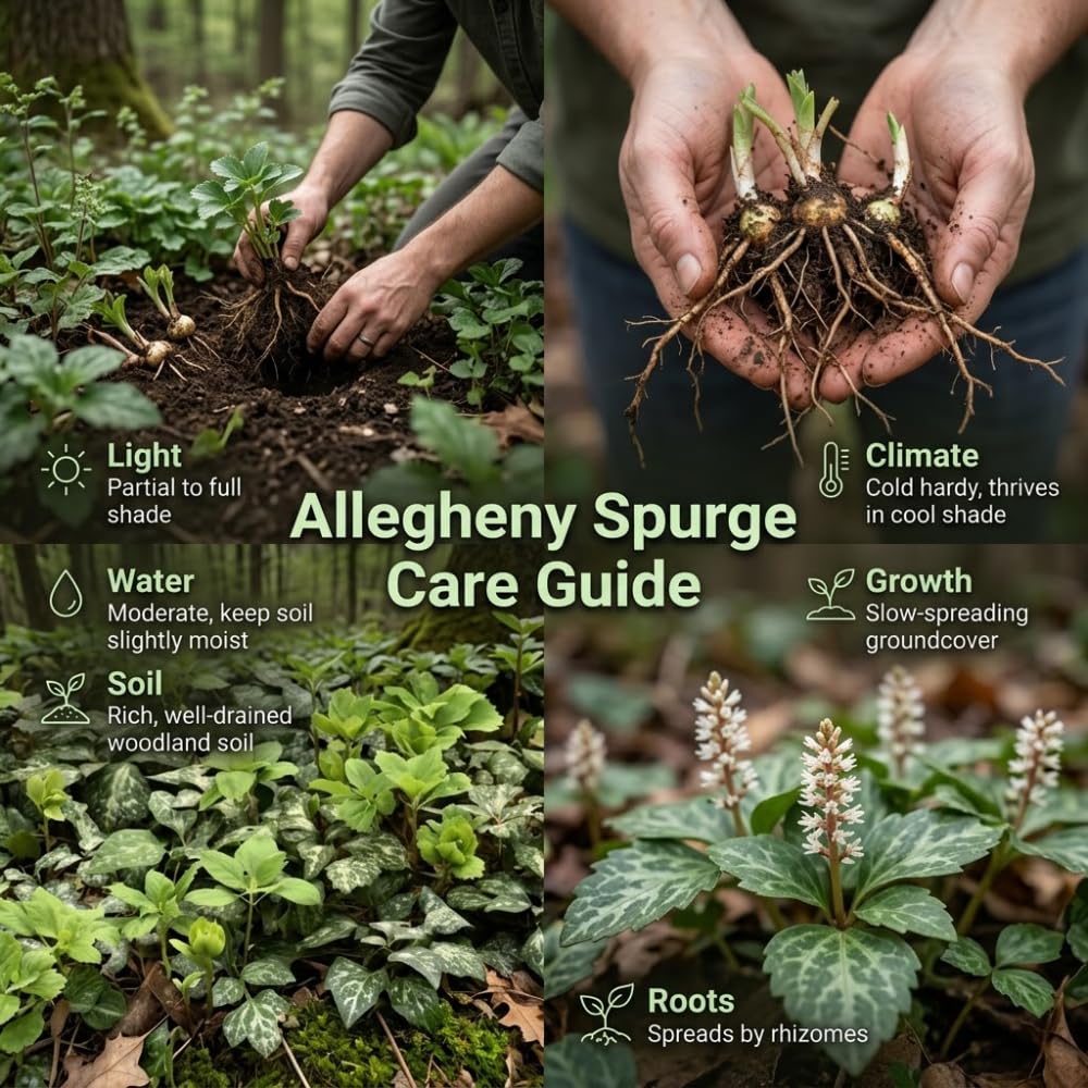 10 Allegheny Spurge Roots, Pachysandra Procumbens, Shady Groundcover for Erosion Control, Cold-Hardy Mountain Spurge