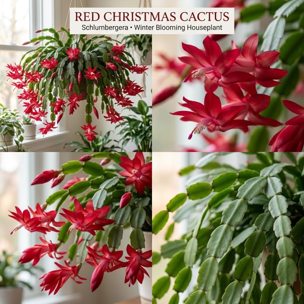 Orange Christmas Cactus Plant, 5-6 Inch Tall, Winter Blooming Succulent Starter for Home Décor, Low Maintenance Plant for Bright Indoor Spaces and Holiday Gifts