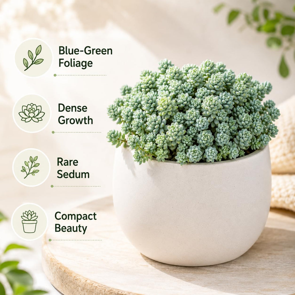 Sedum Dasyphyllum Major Plant, 4 Inch Pot Sedum Plant Live, Well Rooted, Easy Care Succulent Plant, Hardy, Low Maintenance Houseplant for Home Décor & Indoor Spaces