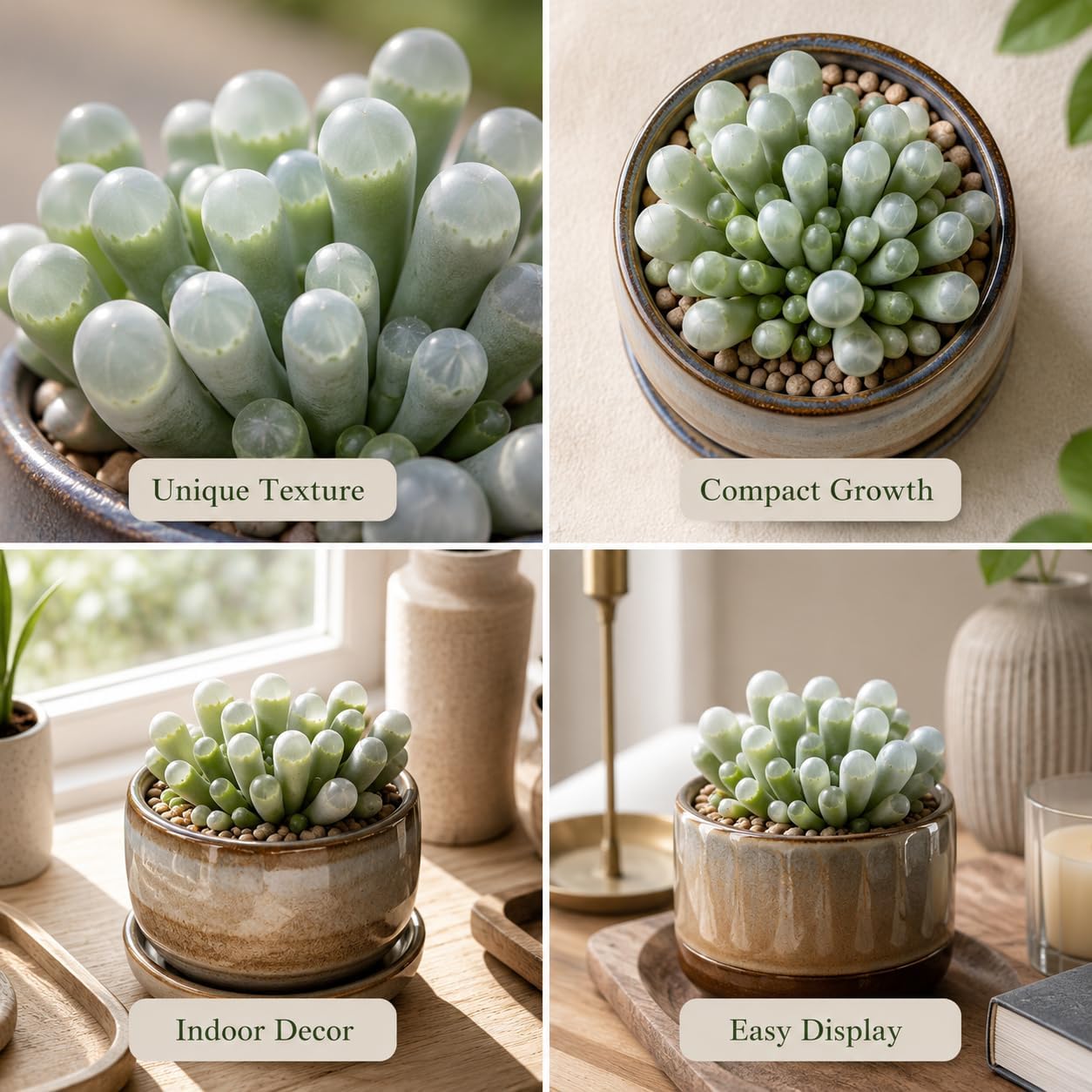 2 Baby Toes Succulents Plants Live, 4 Inch Pot, Vibrant Succulent Live, Air-Purifying, Low Maintenance, Perfect for Home and Office Décor
