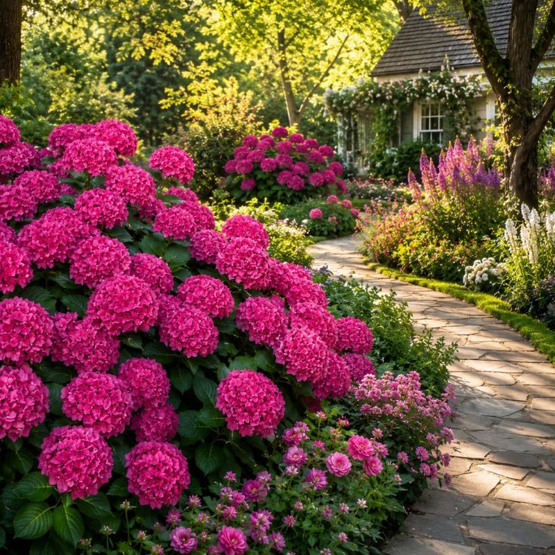 2 Hydrangea Plants Live, Hydrangea Macrophylla Live 4-6 Inch Tall, Grow Robust Floral Clusters for Borders & Outdoor Landscapes