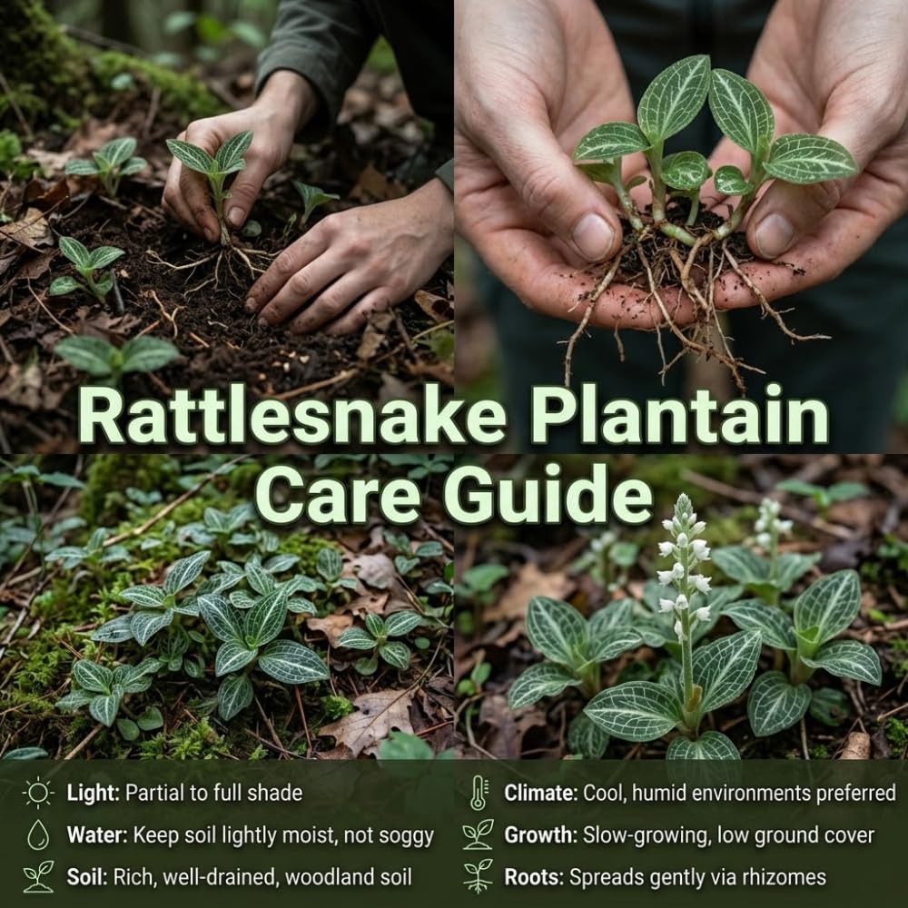 20 Downy Rattlesnake Plantain Root Systems Perennial, Vigorous Growth Habit with Showy White Flower Spikes for Home Landscapes