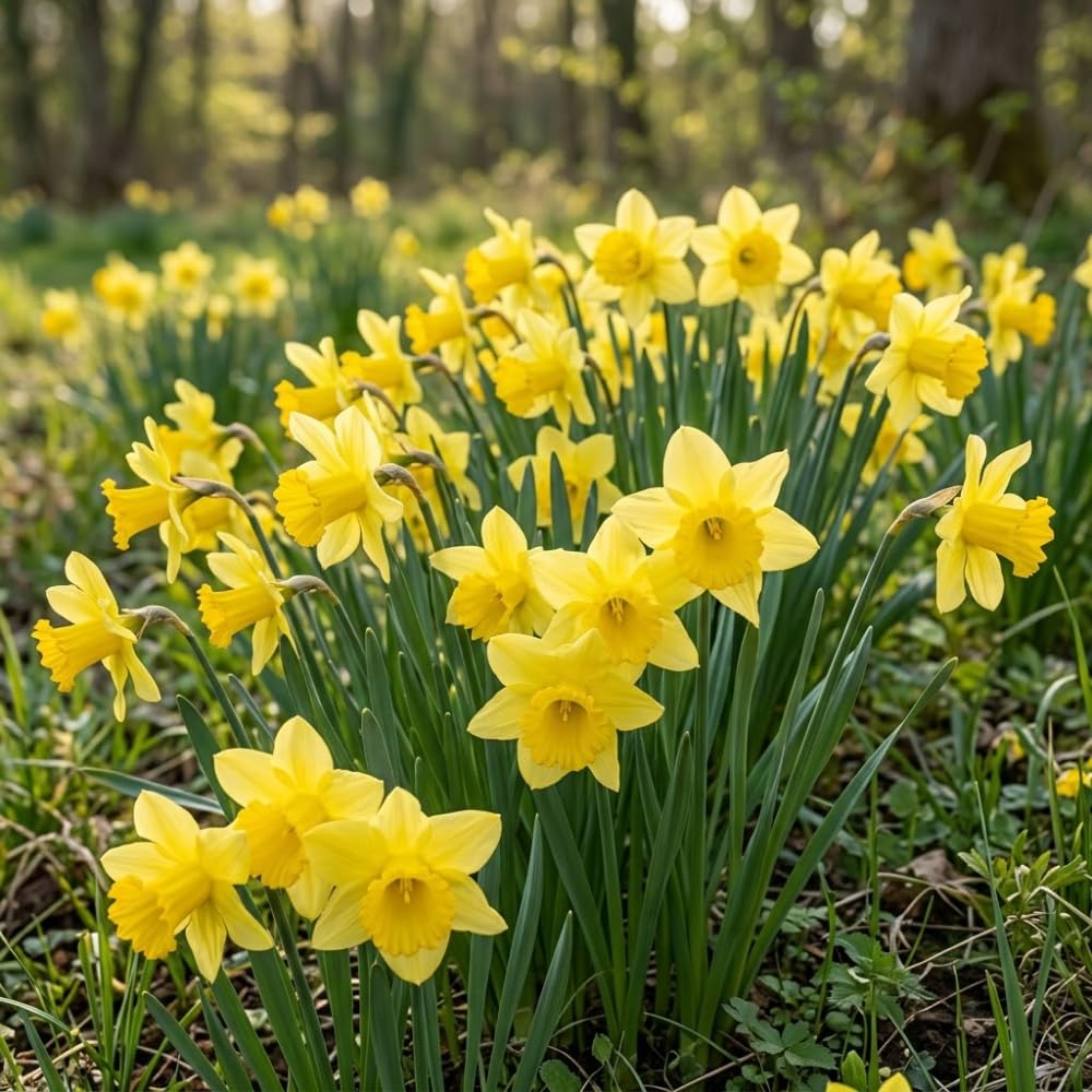 50 Wild Daffodil Bulbs, Lent Lily, Yellow Spring Flowering Perennial for Garden Borders, Cold-Hardy Narcissus for Early Spring Blooms