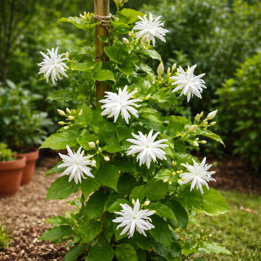 2 Jasmine Plant Live, 4 Inch Tall Belle of India Jasmine Vine Plant Live, Low Maintenance, Lush Tropical Plant with Sweet-Scented White Flowers, Ideal for Indoor and Outdoor Space