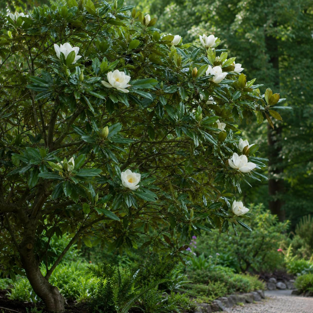 Sweetbay Magnolia Plant, 3 Feet Tall in 3 Gallons Pot, Vigorous Flowering Shrub for Backyard Gardens & Patios, Elegant White Blossoms & Semi-Evergreen Foliage