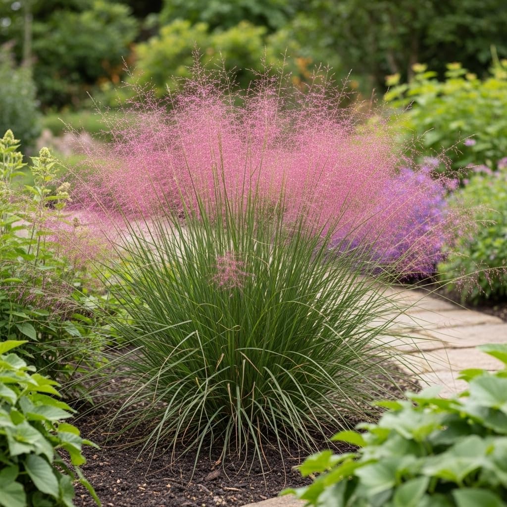 2 Pink Muhly Grass Live Plants, 4-Inch Tall Muhly Grass, Low Maintenance, Fast Growing, Ornamental Grasses Live Plants Perennial, Perfect for Garden Borders or Outdoor Planting