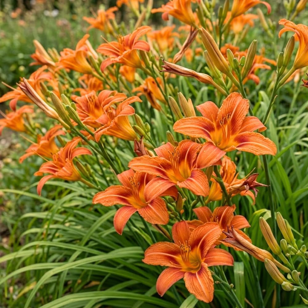 50 Wild Orange Daylily Root, Well-Rooted Tiger Daylily, Cold-Hardy Fragrant Perennial, Sturdy Ditch Lily for Sunny Backyard Landscapes