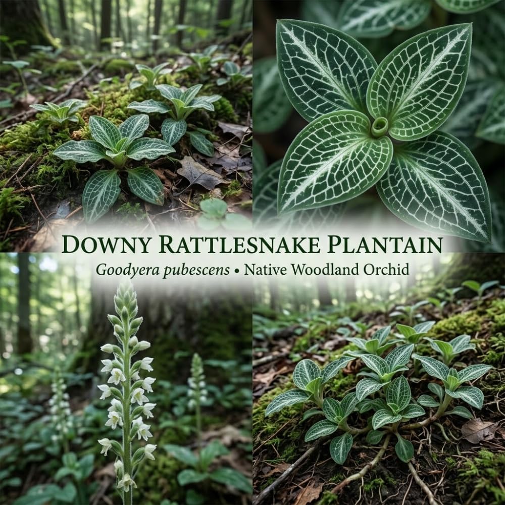 10 Rattlesnake Orchid Roots, Goodyera Pubescens, Low Maintenance Plant, Evergreen Perennial Orchid for Shady Gardens