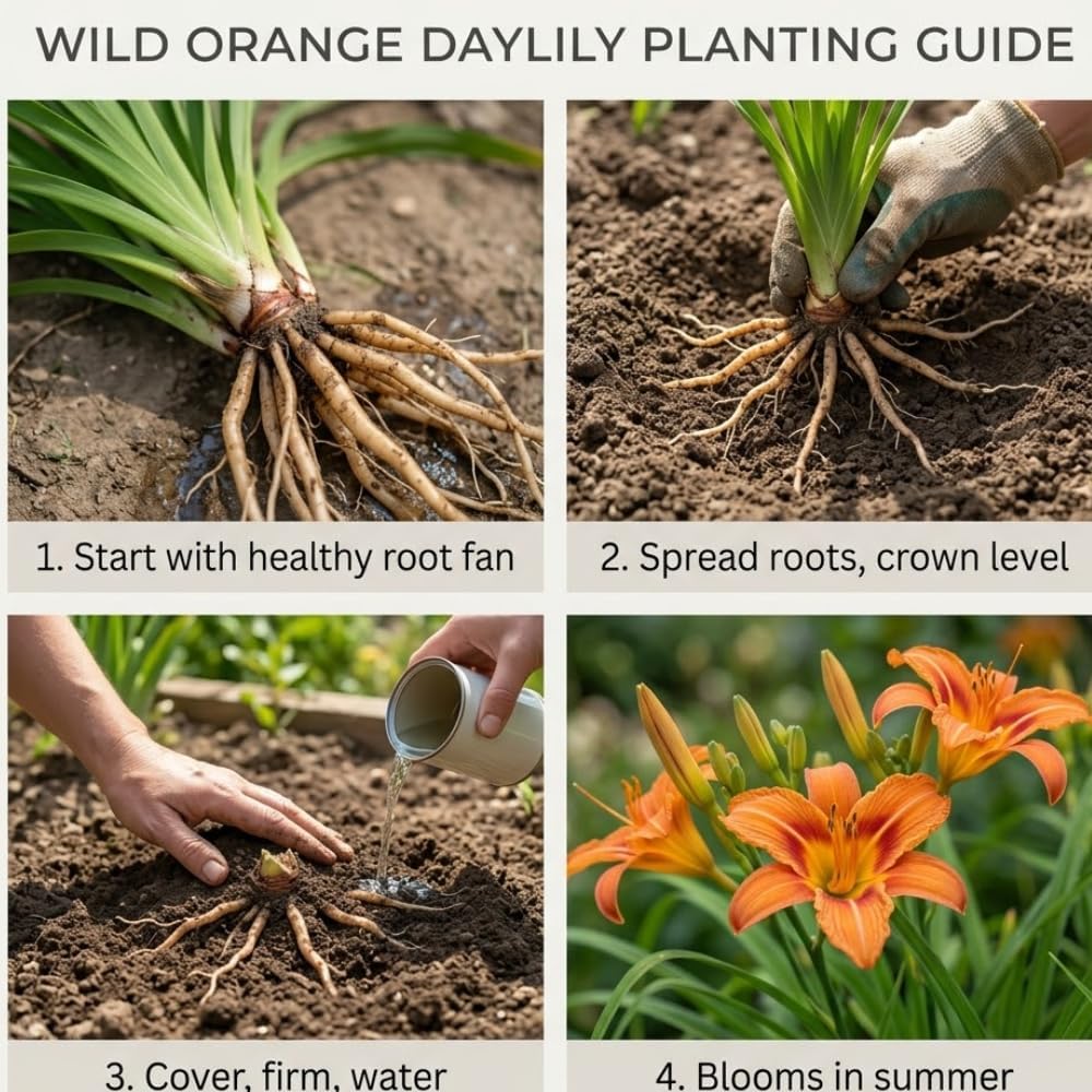 25 Wild Orange Daylily Live Roots, Hemerocallis Fulva, Vigorous Orange Flowering Perennial for Garden Borders