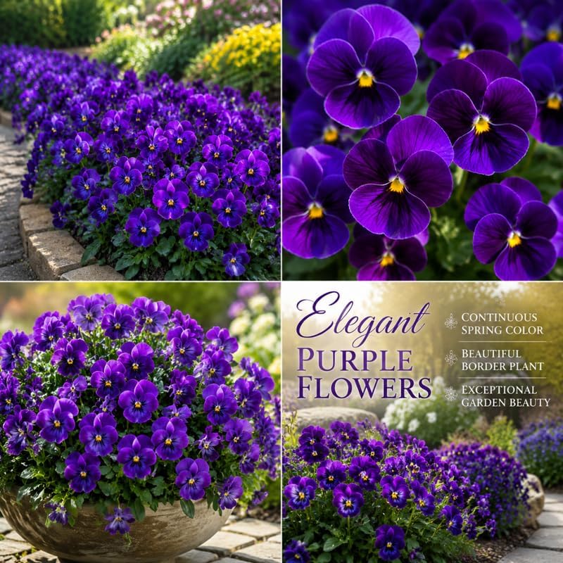 2 Perennial Viola Plant, Violet Viola in 3" Pot, Grow Robust Purple Blooms for Borders, Containers & Landscapes