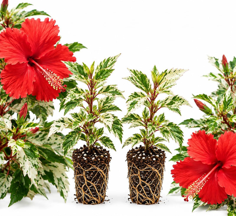 2 Red Hibiscus Plants Live, 5-10" Tall Hibiscus Tree Live Plant