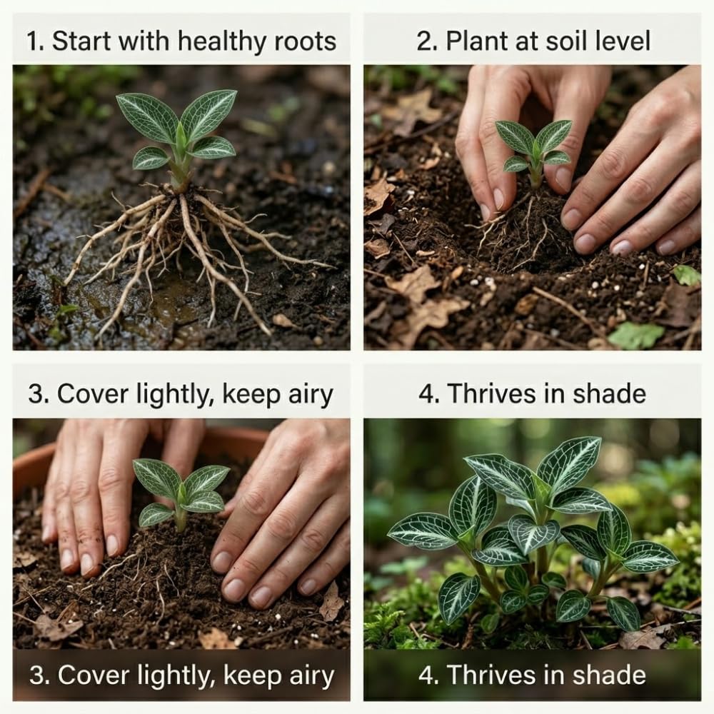 20 Downy Rattlesnake Plantain Root Systems Perennial, Vigorous Growth Habit with Showy White Flower Spikes for Home Landscapes