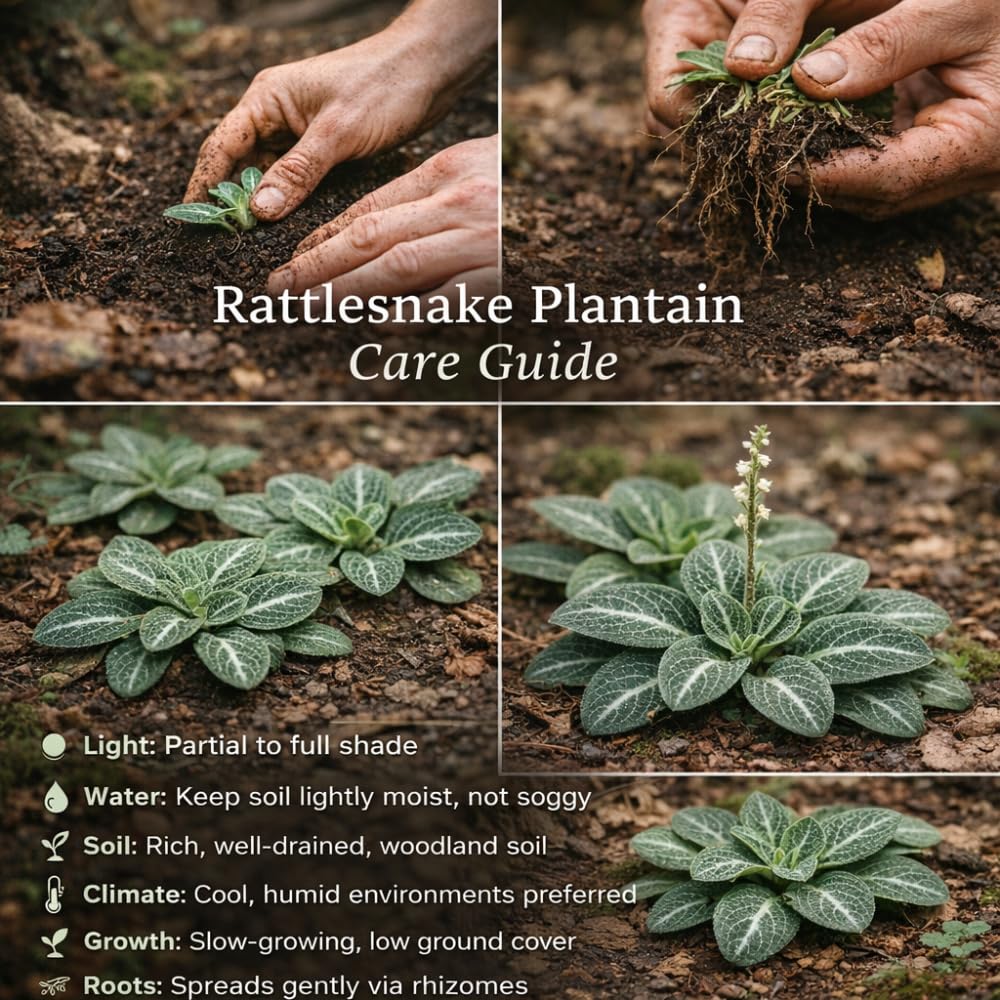 10 Rattlesnake Orchid Roots, Goodyera Pubescens, Low Maintenance Plant, Evergreen Perennial Orchid for Shady Gardens