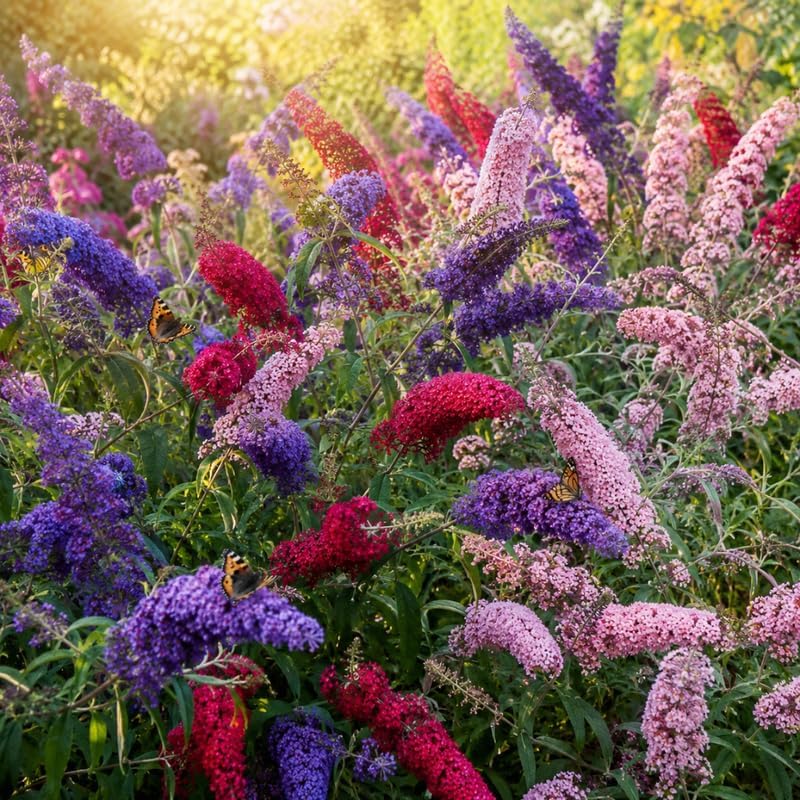 Assorted Butterfly Bush Plant Live, 3 Buddleia Plant 4-6" Tall, Well-Rooted Cold-Hardy Shrubs, Fragrant Blooms for Pollinator Gardens