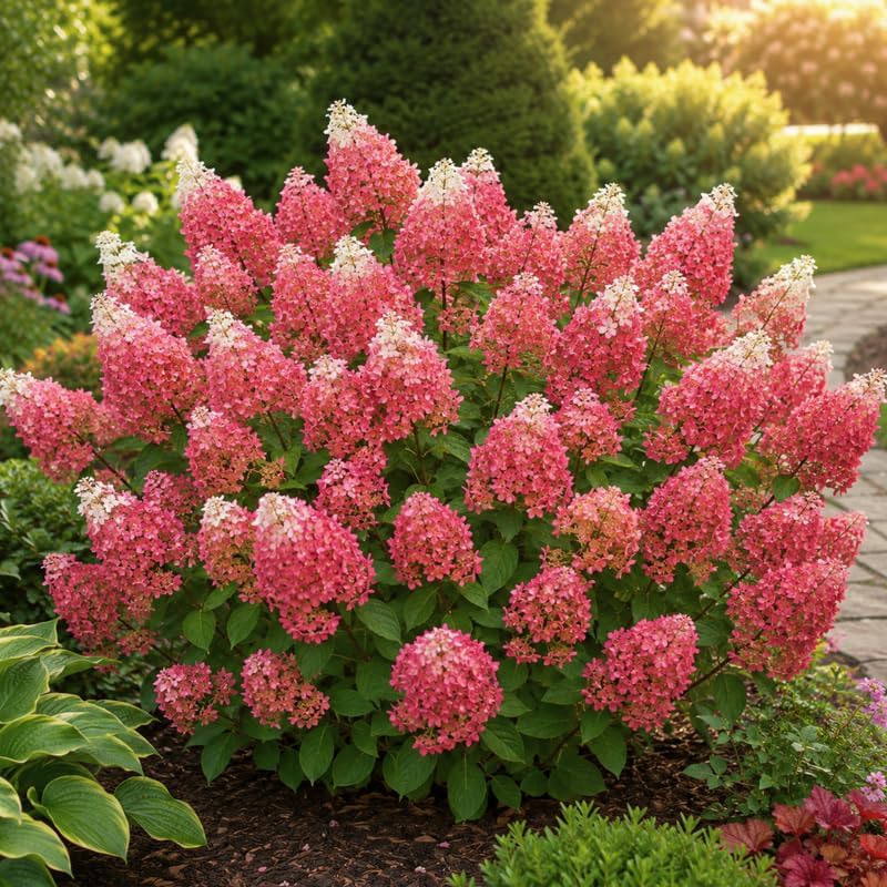 Little Quick Fire Hydrangea Plants Live, Live Hydrangea Plant in Quart Pot, Well-Rooted Cold-Hardy Shrub, Two-Toned Blooms for Gardens