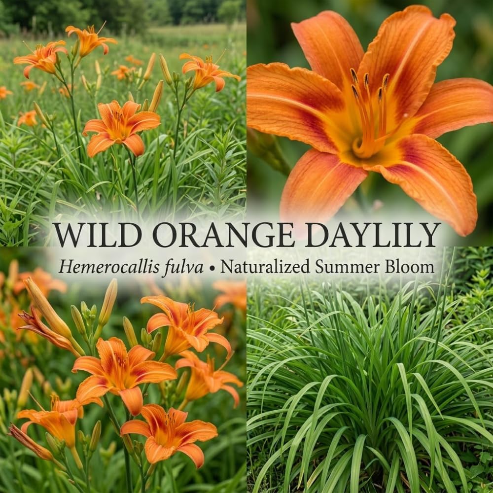 25 Wild Orange Daylily Live Roots, Hemerocallis Fulva, Vigorous Orange Flowering Perennial for Garden Borders