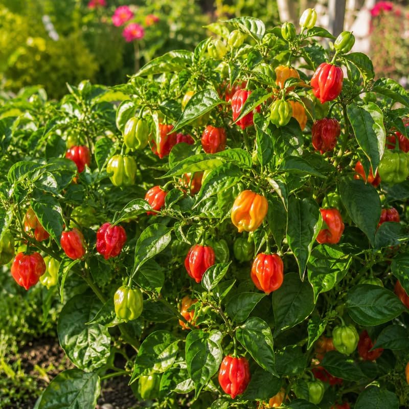 2 Habanero Pepper Plants Live, 2.5" Pot Live Pepper Plants, Fast Growing, Low Maintenance Chili Pepper for Backyard Kitchen Garden