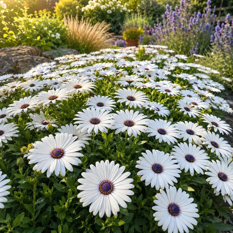 2 White African Daisy Plant in 3" Pot, Vibrant Blooming Plant, Hardy Potted Flower for Home Office and Balcony