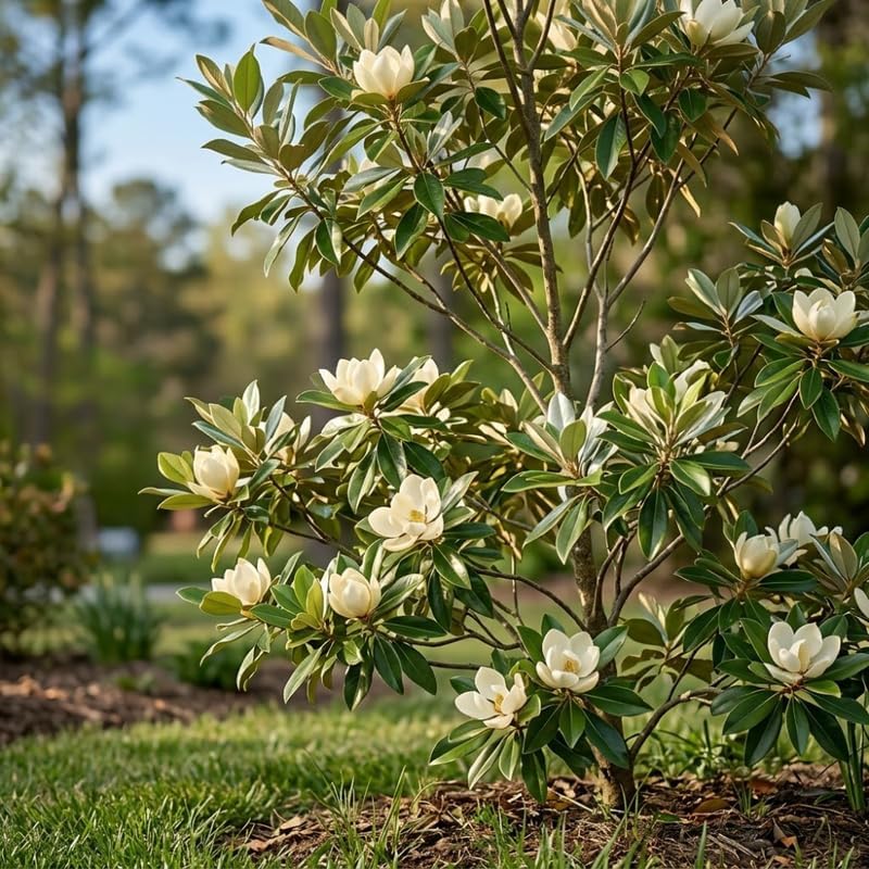 (No Ship to CA,HI,AK) Sweetbay Magnolia Tree, 3 Gallon Potted Plant, 3 Ft Tall, High-Vigor Cold-Hardy Flowering Shrub for Home Landscapes, Tree for Wet Soils with Lemon-Scented Blossoms