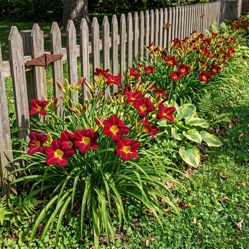3 Red Volunteer Daylily Plants Live Bare Root Fans, Low Maintenance, Hardy Perennial Flowers, Ideal for Border Gardens, Beds & Outdoor Landscaping