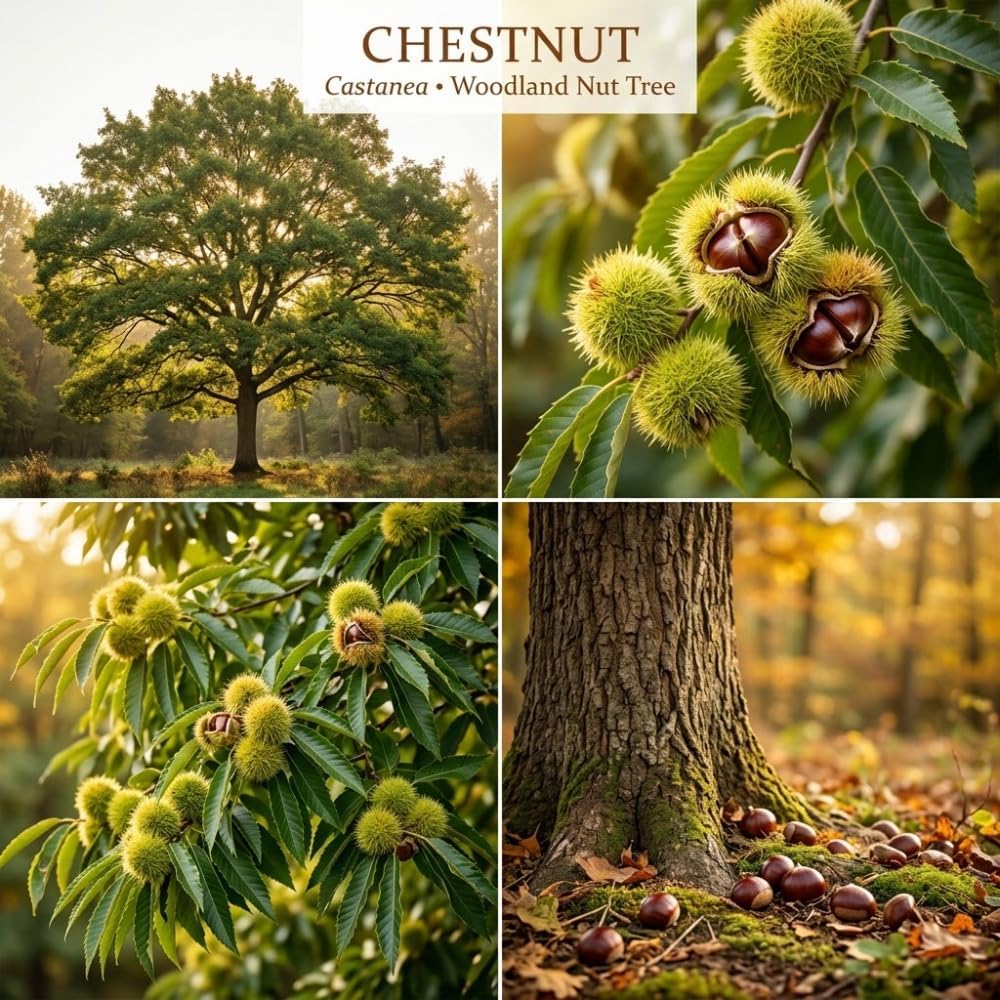 Chestnut Tree Live Plant, 6-10" Tall, Sturdy Cold-Hardy Shade Tree for Edible Landscapes - Sweet Roasting Chestnuts & Broad Canopy for Home Gardens