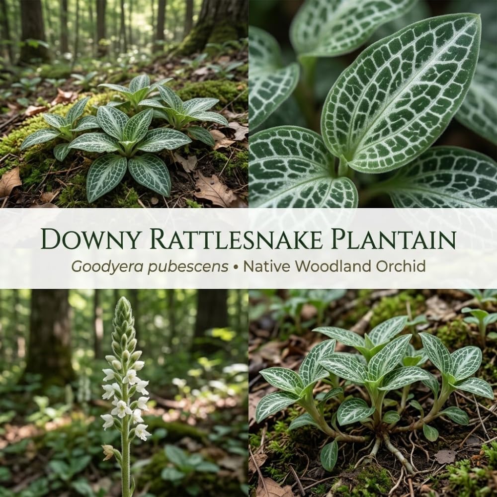 5 Rattlesnake Orchid Roots, Goodyera Pubescens, Low Maintenance Plant, Evergreen Perennial Orchid for Shady Gardens