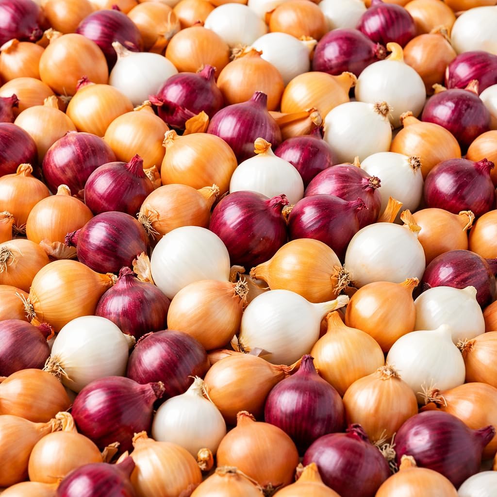 Mixed Onion Sets Red - White and Yellow, Heirloom, Non-GMO Onion Bulbs Plant, Easy to Grow, High Yield Vegetable Bulbs, Not Seeds