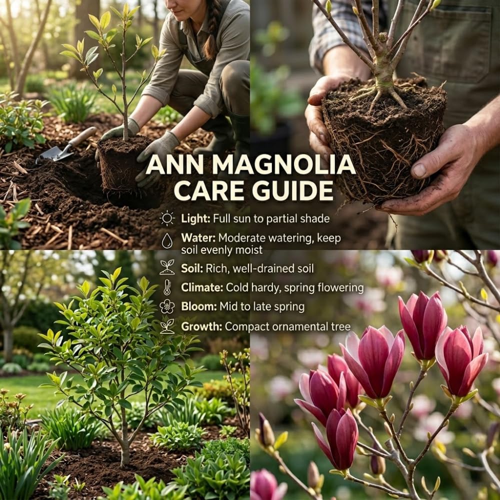 Saucer Magnolia Tree Live Plant, Well-Rooted 12-18" Potted Plant in Gallon Pot, Cold-Hardy Spring Blooming Tree for Sunny Patios and Landscapes