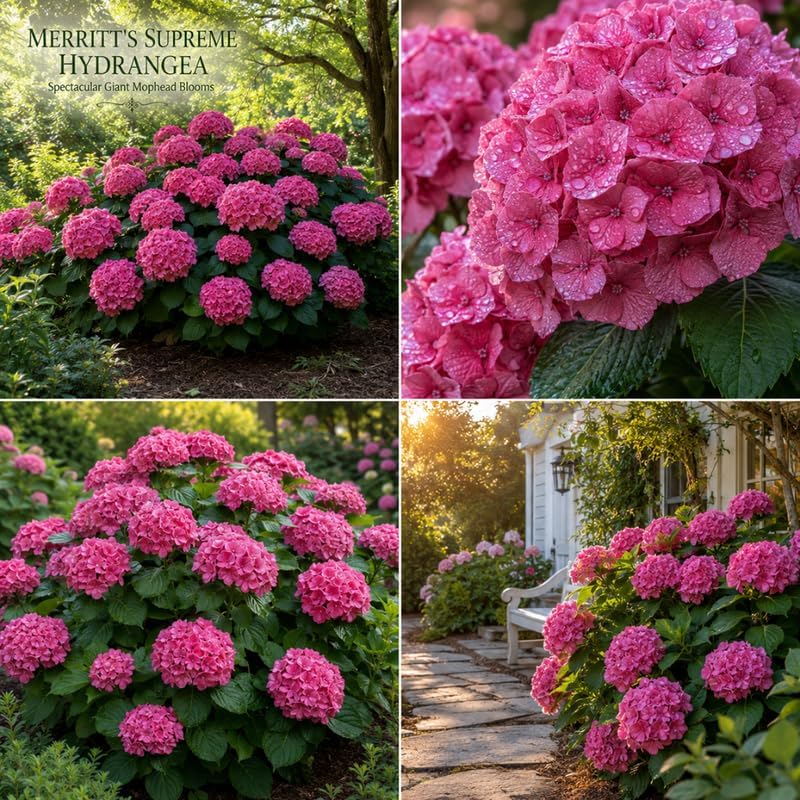 2 Hydrangea Plants Live, Hydrangea Macrophylla Live 4-6 Inch Tall, Grow Robust Floral Clusters for Borders & Outdoor Landscapes