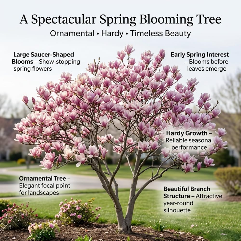Ann Magnolia Tree Live, 12-18 Inch Tall in 2.5 Inch Pot, Low Maintenance Fragrant Multi-Petal Flowering Shrub for Small Yards and Focal Points