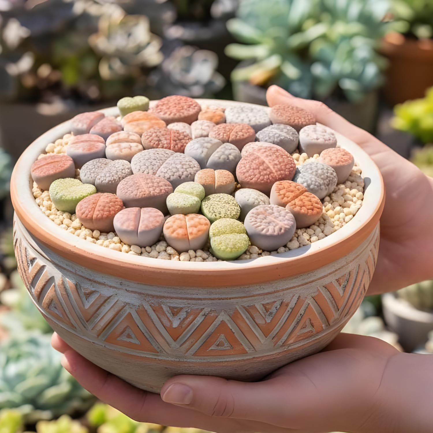 Mix Lithops Succulent Plants Live | 10 Pcs Lithops Live Plants | Bare Root Without Pot & Soil, Indoor Office Desk Decoration, Friend Plant Lovers Gifts
