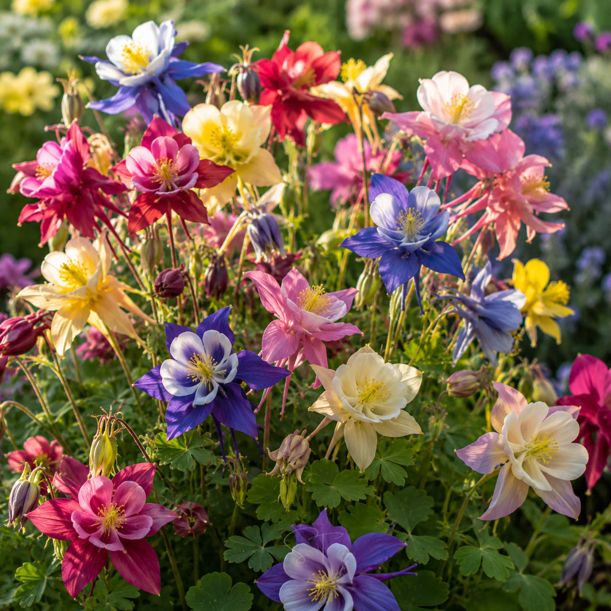 120 Pcs McKana Giant Columbine Seeds for Planting, Non GMO, Aquilegia hybrida Seeds, Perennial, Giant Multi-Color Flower for Shade Gardens and Yard Borders