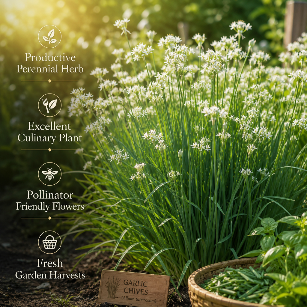 600 Garlic Chives Seeds, Heirloom, Non-GMO Herb Seeds, Charming White Star-Shaped Flower Accent, Unique Vegetable Seeds Gift for Gardeners