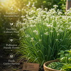 600 Garlic Chives Seeds, Heirloom, Non-GMO Herb Seeds, Charming White Star-Shaped Flower Accent, Unique Vegetable Seeds Gift for Gardeners