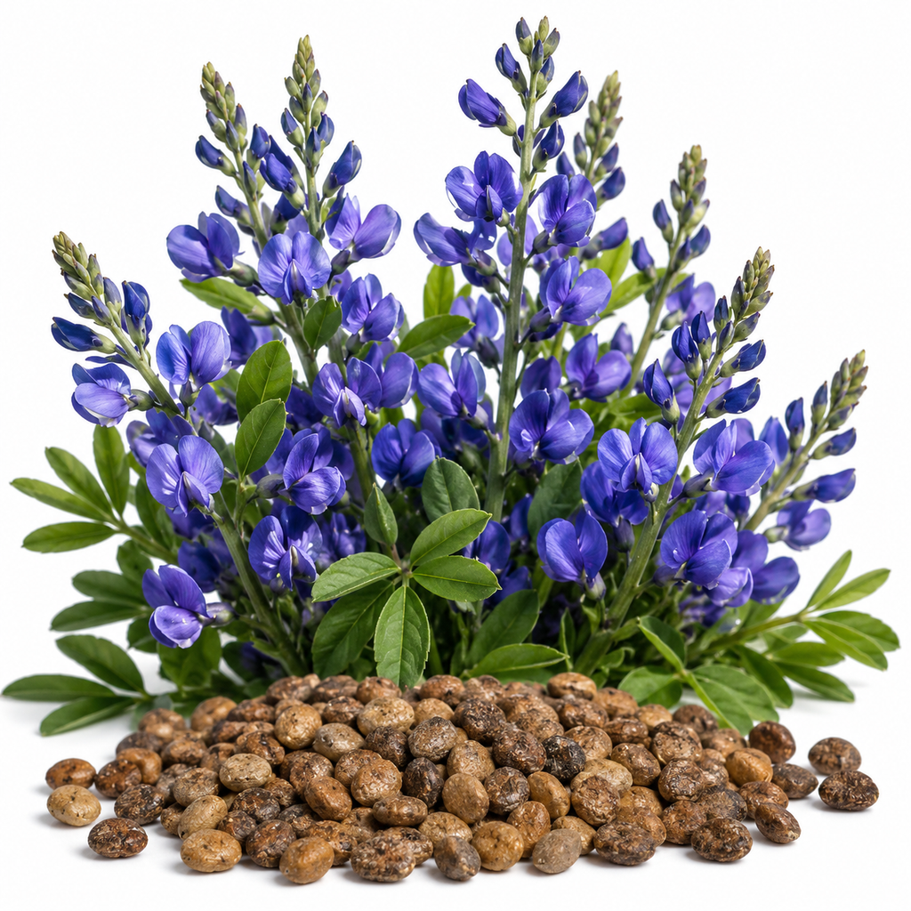 100 Pcs Blue Wild Indigo Seeds for Planting, Low Maintenance, Native Wildflower Seeds, Deep Blue Blooms, Ideal for Gardens, Borders & Landscaping