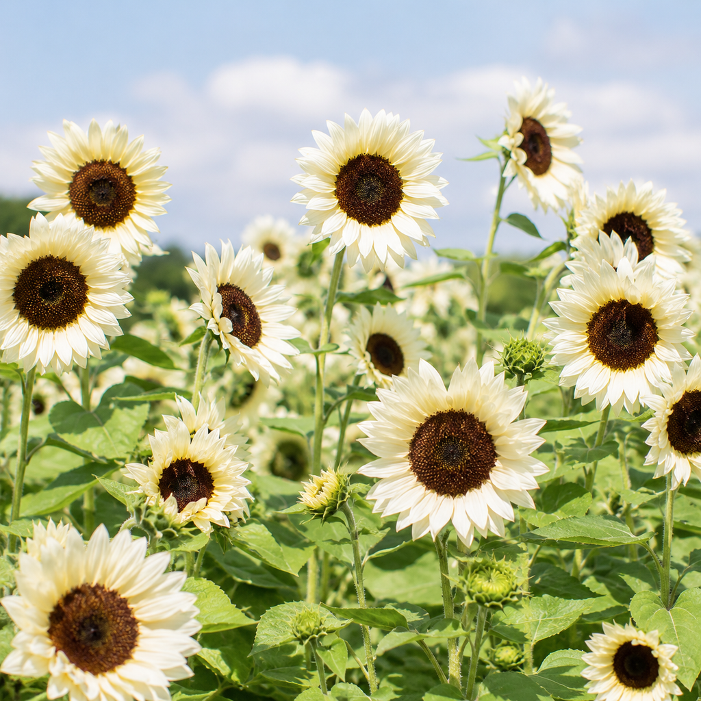 60 White Nite Sunflower Seeds for Planting, Non-GMO, Easy to Grow, Fast Growing, Single-Stem Hybrid Sunflower Seeds, Perfect Unique Gift, Ideal for Borders & Outdoor Spaces