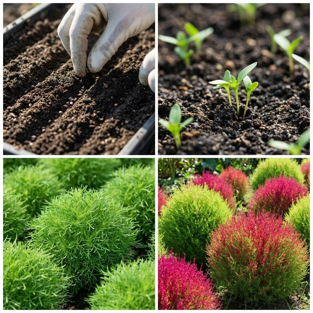 90 Pcs Burning Bush Plant Seeds, Summer Cypress, Non GMO, Easy to Grow, Red Foliage Shrub for Gardens & Landscaping