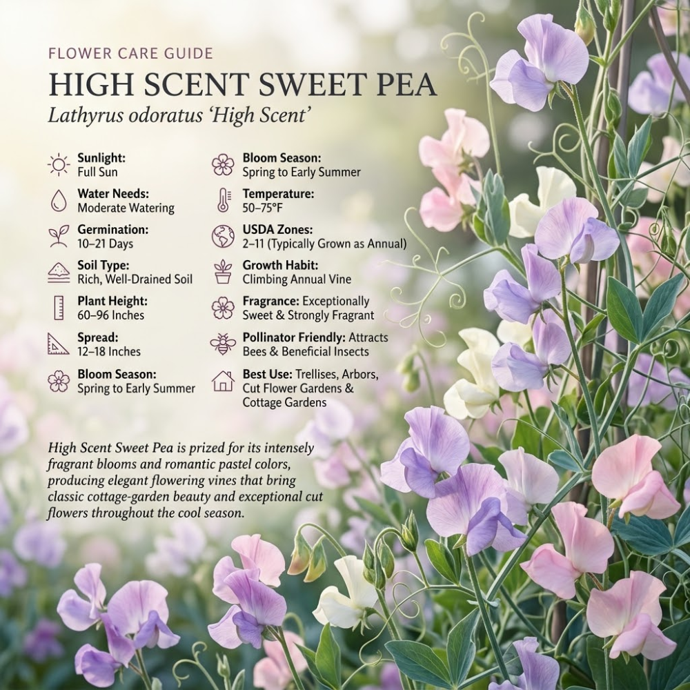 40 Pcs Sweet Pea Seeds, Heirloom High Scent Flowers for Planting, Robust Fast-Growing Vines for Bright Sunlit Spring Gardens